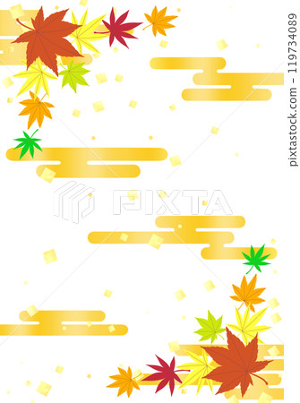 以秋葉、雲彩和金葉為主題的背景插畫素材,靈感來自於秋天 以秋葉、雲彩和金葉為主題的背景插畫素材,靈感來自於秋天 119734089