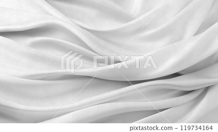 white luxurious background, the fabric lies in soft waves. 119734164