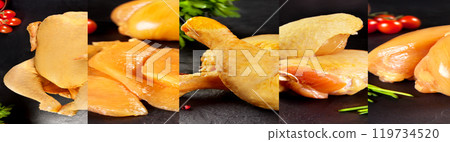 Free range chicken collage or design. 119734520