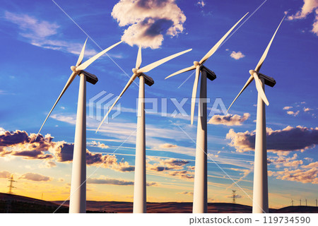 Renewable energy and wind turbines. Renewable energy and wind turbines. 119734590