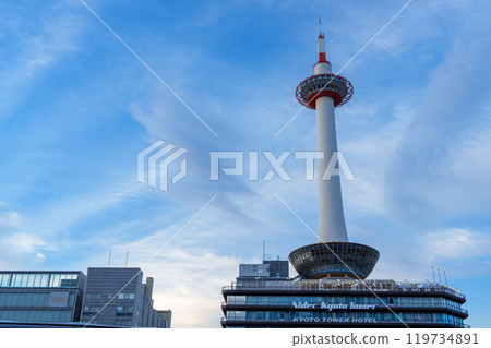 Kyoto Tower against the blue sky Kyoto Tower against the blue sky 119734891