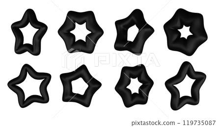 Realistic black stars vector set isolated on white background. Glossy 3D Christmas star icon. Design element for holidays. 119735087