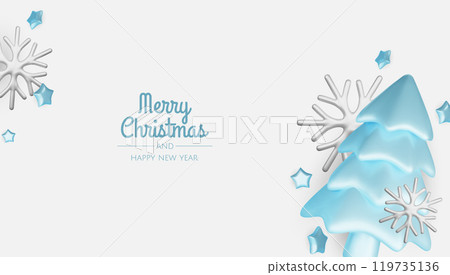 Happy New Year and Merry Christmas. Christmas holiday background with realistic 3d objects, Gift boxes, Christmas balls, snowflakes, conical metal stars. Happy New Year and Merry Christmas. Christmas holiday background with realistic 3d objects, Gift boxes, Christmas balls, snowflakes, conical metal stars. 119735136