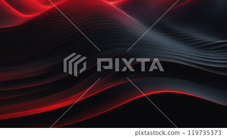 Abstract wavy red and black lines creating a smooth 3D effect. Futuristic digital design for wallpaper, banner, or poster Abstract wavy red and black lines creating a smooth 3D effect. Futuristic digital design for wallpaper, banner, or poster 119735373