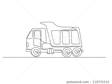 Truck one continuous line illustration. Hand drawn doodle sketch 119735523