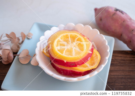 Japanese sweet potato simmered with lemon Japanese sweet potato simmered with lemon 119735832