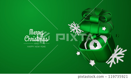 Merry Christmas and happy new year background. Christmas tree, Gift boxes, Christmas balls. Christmas element for web, banners, greeting card, template design. 119735921