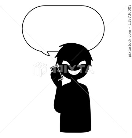 A black villain image talking on a smartphone and a speech bubble 119736005