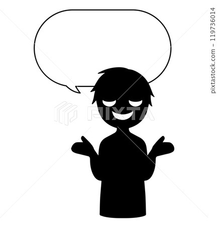 黑色小人形像人物與語音氣泡素材 黑色小人形像人物與語音氣泡素材 119736014