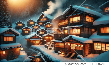 Onsen town where it snows 119736200