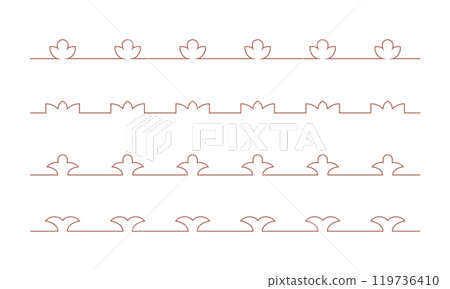 Simple line arabic seamless flower border. Ramadan kareem arabian vector divider. 119736410