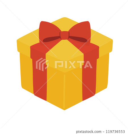 紅絲帶的黃色禮物盒 119736553