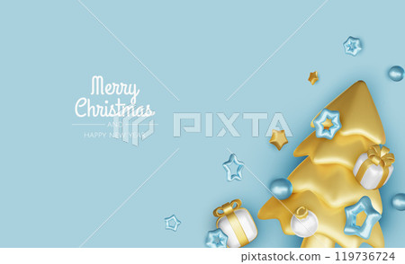 Merry Christmas and happy new year background. Christmas tree, Gift boxes, Christmas balls. Christmas element for web, banners, greeting card, template design. Merry Christmas and happy new year background. Christmas tree, Gift boxes, Christmas balls. Christmas element for web, banners, greeting card, template design. 119736724