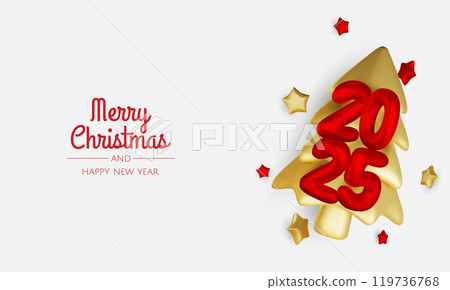 2025 Happy New Year. Realistic xmas tree and metal number. 3d render metallic sign. Celebrate party 2025. Christmas Poster, banner, cover card, brochure, flyer, layout design 2025 Happy New Year. Realistic xmas tree and metal number. 3d render metallic sign. Celebrate party 2025. Christmas Poster, banner, cover card, brochure, flyer, layout design 119736768