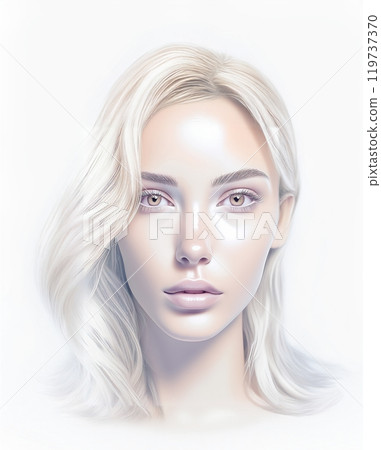 A close-up, portrait of a woman with distinctive and finely detailed features 119737370