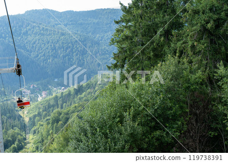 Mountains ranges in the Carpathians. Hills, forest and meadows Mountains ranges in the Carpathians. Hills, forest and meadows 119738391