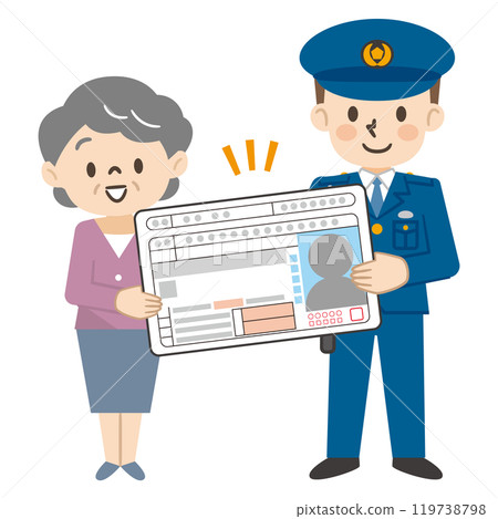 Elderly people receiving a driver's license 119738798