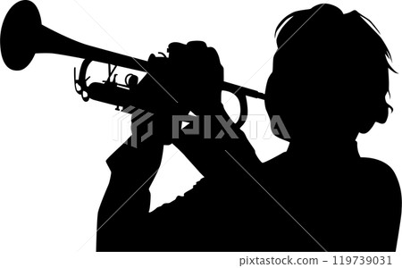 一個吹小號的男人的時尚剪影 119739031