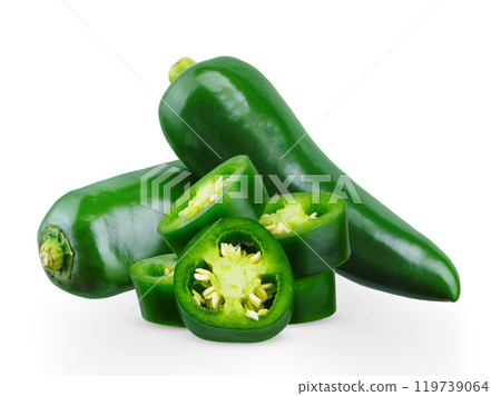 jalapeno peppers isolated on white background. jalapeno peppers isolated on white background. 119739064