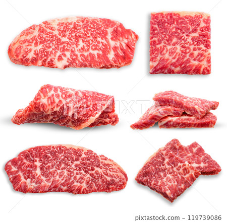 Beef meat isolated on white clipping path 119739086
