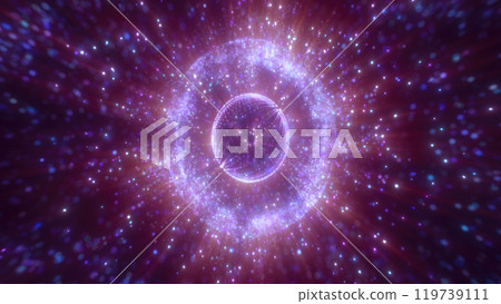 Purple and red glowing sphere encircled by sparkling light particles, creating a vibrant cosmic spectacle, blending elements of digital art and abstract fantasy 119739111