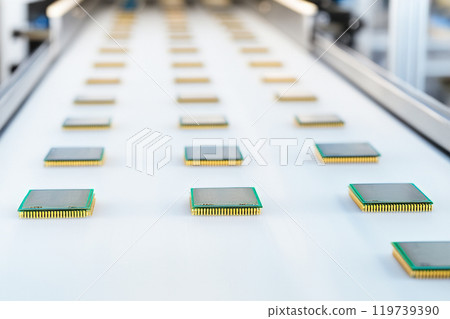 processors production line state of the art microprocessors at conveyor belt. processors production line state of the art microprocessors at conveyor belt. 119739390