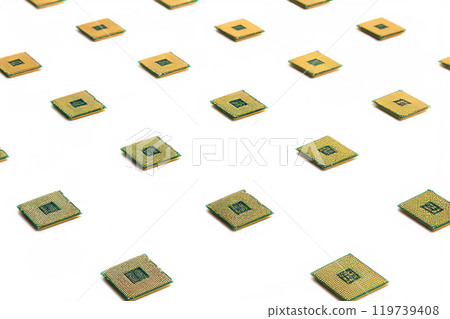 processors production line state of the art microprocessors at conveyor belt. 119739408