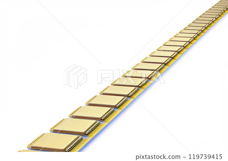 processors production line state of the art microprocessors at conveyor belt. 119739415