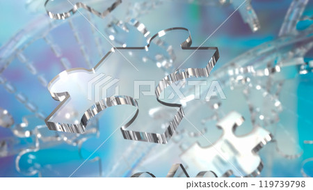 The Glass Jigsaw on Dna background  for sci or education concept 3d rendering. 119739798