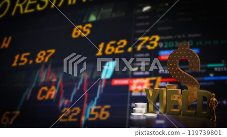 The Gold dollar symbol and coins for yield concept 3d rendering. The Gold dollar symbol and coins for yield concept 3d rendering. 119739801