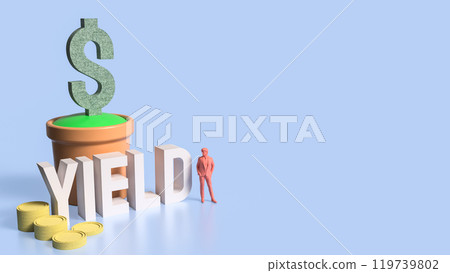 The dollar symbol  in plant and coins for yield concept 3d rendering. 119739802