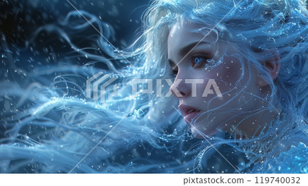 Winter season. A portrait of young woman like Snow Queen 119740032