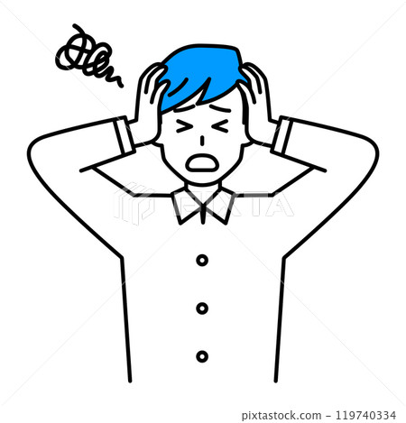 休閒男人抱著頭，擔心 119740334