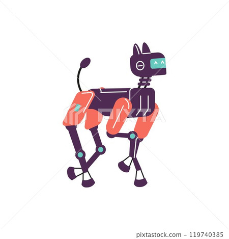 Vector illustration of a friendly pet robot dog on a white background Vector illustration of a friendly pet robot dog on a white background 119740385