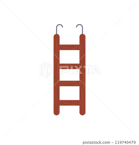 Wooden small ladder for domestic birds vector icon, Zoo accessory for birds cage, cartoon parrots equipment isolated Wooden small ladder for domestic birds vector icon, Zoo accessory for birds cage, cartoon parrots equipment isolated 119740479