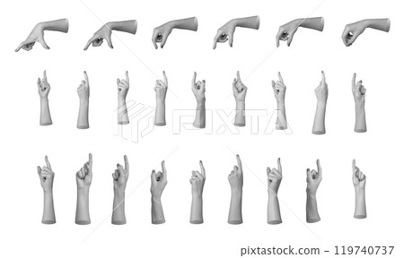 Various hand gestures and signs set, collection of arms, finger symbols isolated on white background Various hand gestures and signs set, collection of arms, finger symbols isolated on white background 119740737