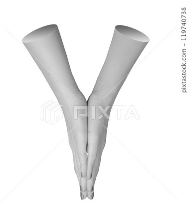 Two hands folded together in prayer, isolated on a white background. The gesture symbolizes faith, Two hands folded together in prayer, isolated on a white background. The gesture symbolizes faith, 119740738