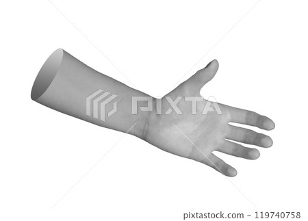 hand, palm open and fingers positioned to grip and reach for an invisible object or bottle, isolated hand, palm open and fingers positioned to grip and reach for an invisible object or bottle, isolated 119740758