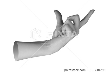 female hand with manicured nails, fingers in a gripping gesture, forefinger and thumb positioned to 119740793