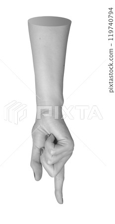 Female hand reaching out, isolated on white. Outstretched arm in gesture of human action, pressing Female hand reaching out, isolated on white. Outstretched arm in gesture of human action, pressing 119740794