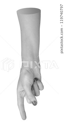 Female hand presenting a gesture, isolated on white background. Outstretched arm showing movement, Female hand presenting a gesture, isolated on white background. Outstretched arm showing movement, 119740797