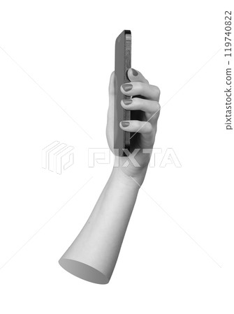 Berlin Germany October 21 2024 Side view of a woman holding an iPhone, isolated on a white Berlin Germany October 21 2024 Side view of a woman holding an iPhone, isolated on a white 119740822
