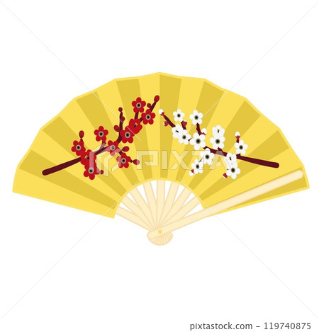 New Year's fan decoration illustration New Year's fan decoration illustration 119740875