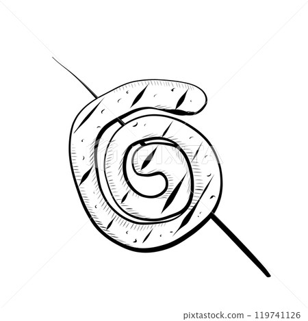 Line drawing. Grilled sausage line art. Vector minimalistic 119741126