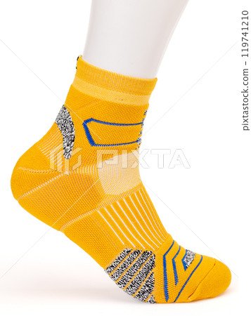 Bright Yellow Sports Sock with Blue and Black Accents 119741210