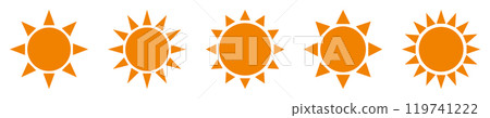 Sun icon orange silhouette vector orange Sun icon orange silhouette vector orange 119741222