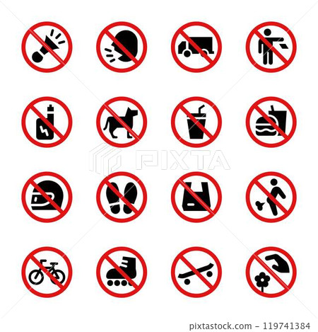 no,ban,prohibition sign set no,ban,prohibition sign set 119741384
