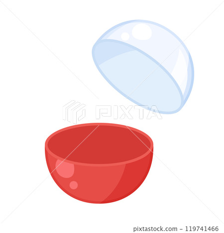 Illustration of a capsule toy capsule opened diagonally_empty 119741466