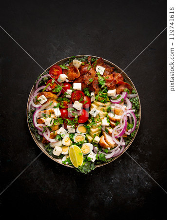 Cobb salad, keto food, top view, no people, close-up, Cobb salad, keto food, top view, no people, close-up, 119741618