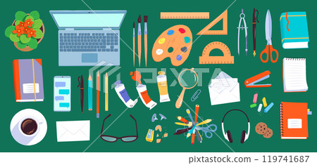 Education and office workplace with laptop Education and office workplace with laptop 119741687